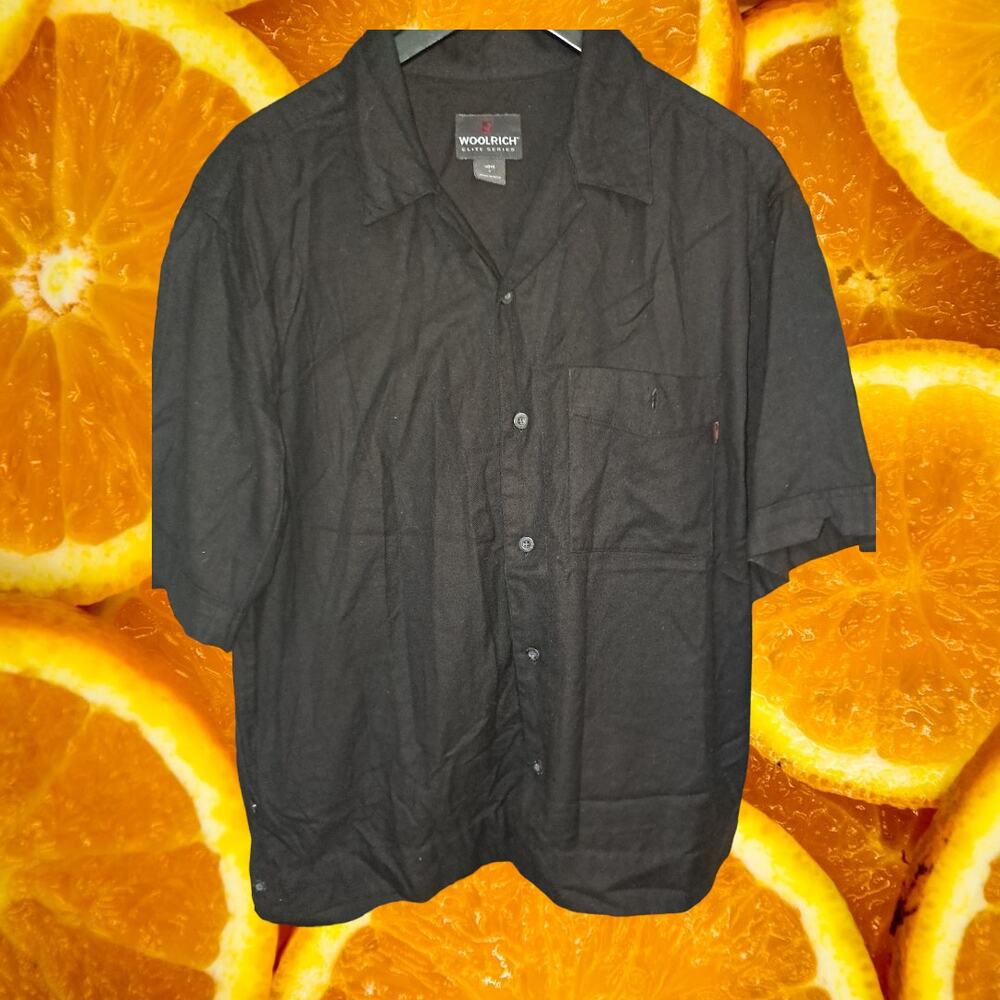 Woolrich Elite Series Black Button Up Short Sleeve Shirt Size Large